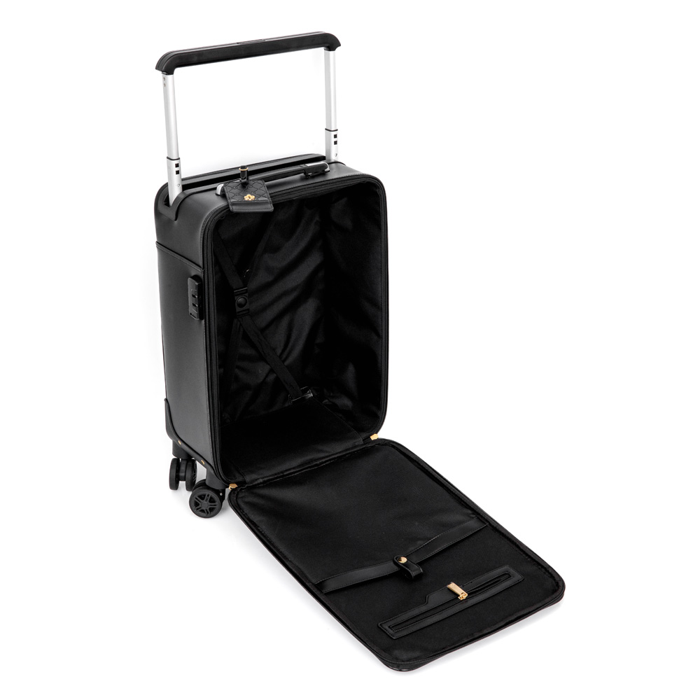 MALA DE BORDO 4 RODAS 360° PRETA MONOGRAMA + TAG IDENTIFICAÇÃO image number 2