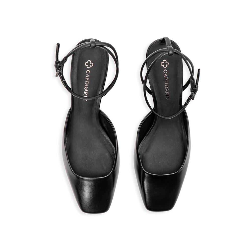 SCARPIN SALTO M&Eacute;DIO PRETO DE COURO image number 4