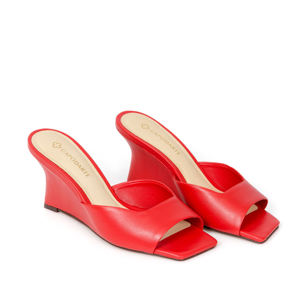MULE SALTO ANABELA RUBI VERMELHA DE COURO image number 1