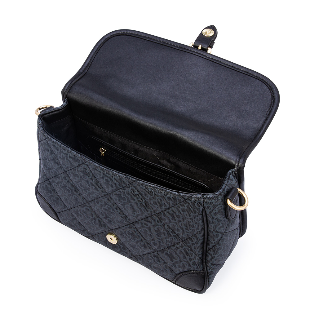 BOLSA AL&Ccedil;A GORGUR&Atilde;O PRETA MONOGRAMA VIRA BAGUETE image number 4