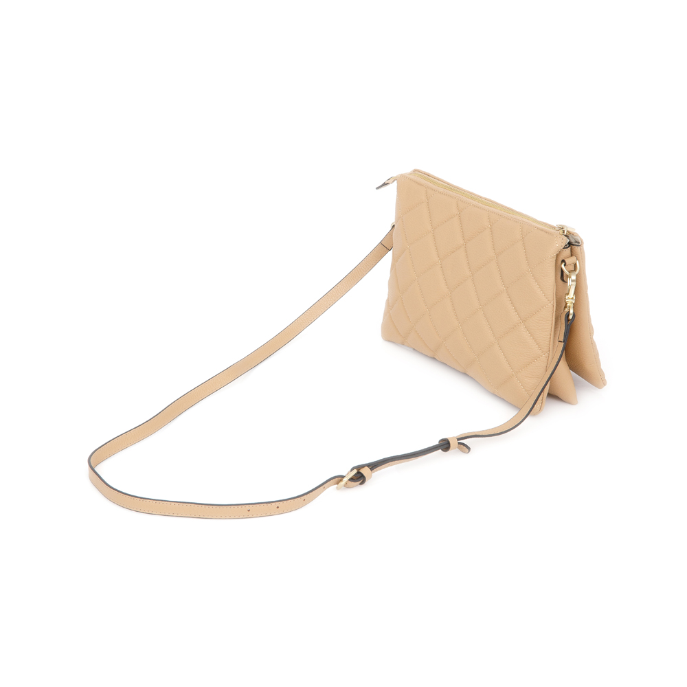 BOLSA PEQUENA TIRACOLO BEGE COURO MATELASS&Ecirc; image number 2