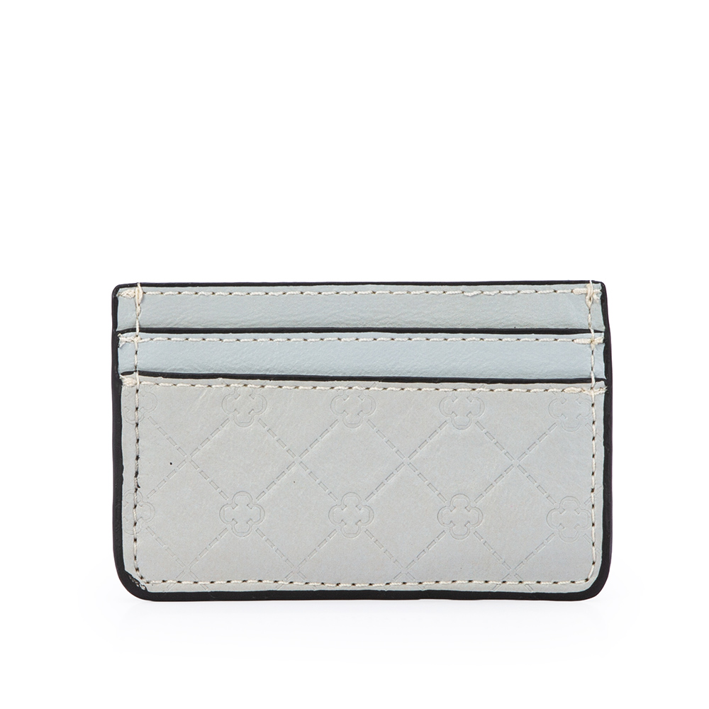 PORTA CART&Atilde;O DE COURO AZUL TURMALINA MONOGRAMA image number 0