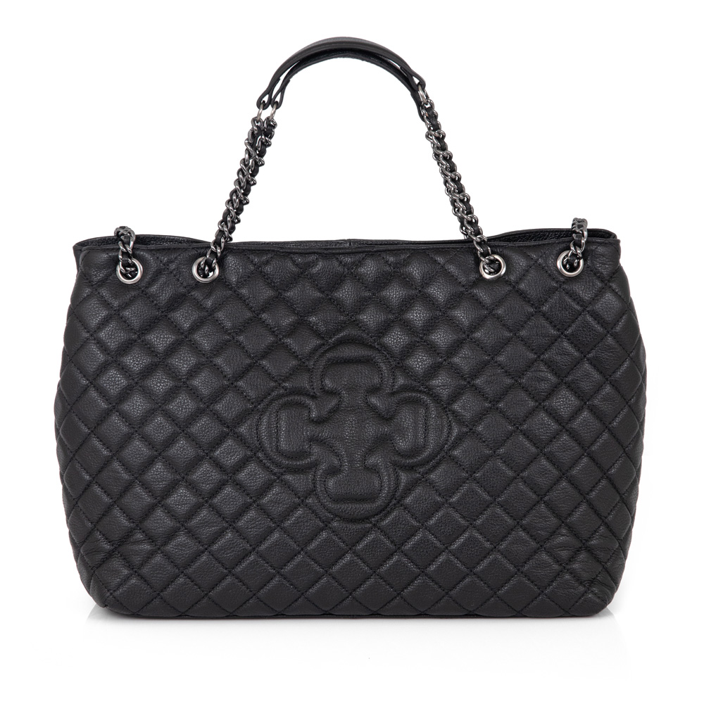 BOLSA GRANDE PRETA DE COURO MATELASS&Ecirc; CARINA image number 0