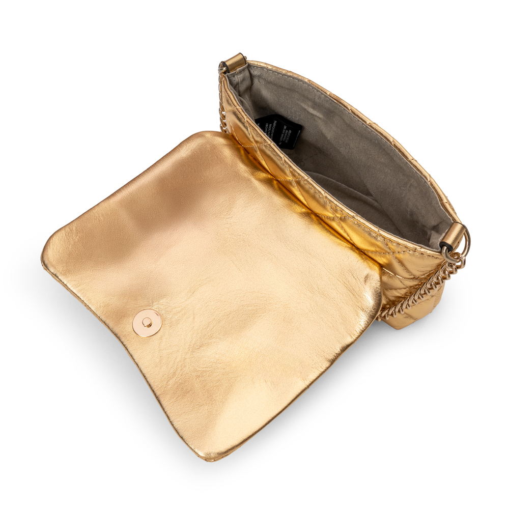 BOLSA PEQUENA DOURADA DE COURO MATELASSÊ image number 4