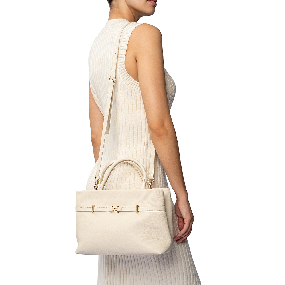 BOLSA TIRACOLO TOTE BEGE VANILLA DE COURO image number 1