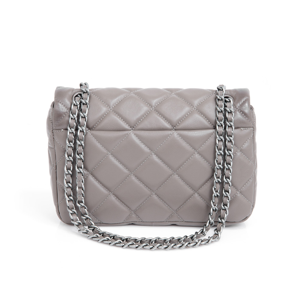 BOLSA SHOULDER BAG CINZA PETRA DE COURO MATELASSÊ image number 3