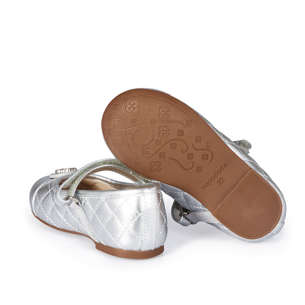 SAPATILHA BEB&Ecirc; PRATA METALIZADA DE COURO MATELASS&Ecirc; COM VELCRO CATHERINE image number 3