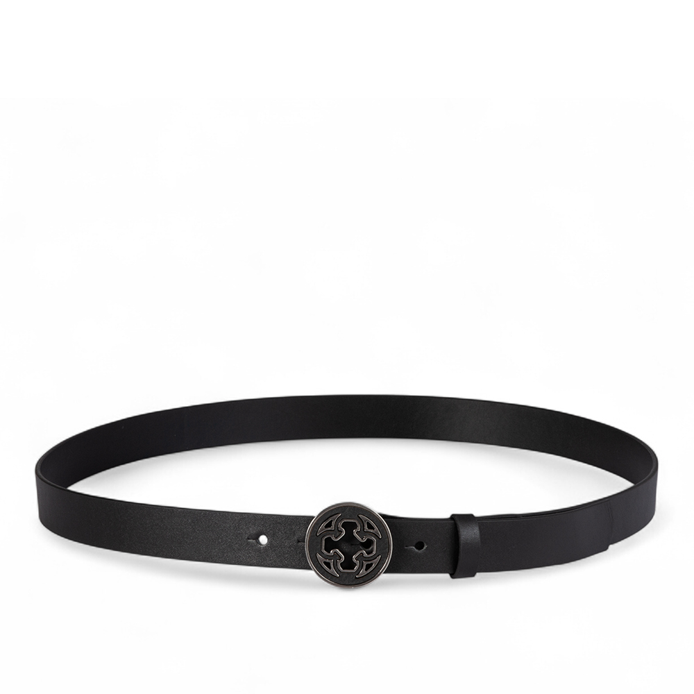 CINTO FEMININO PRETO DE COURO FIVELA REDONDA image number 1