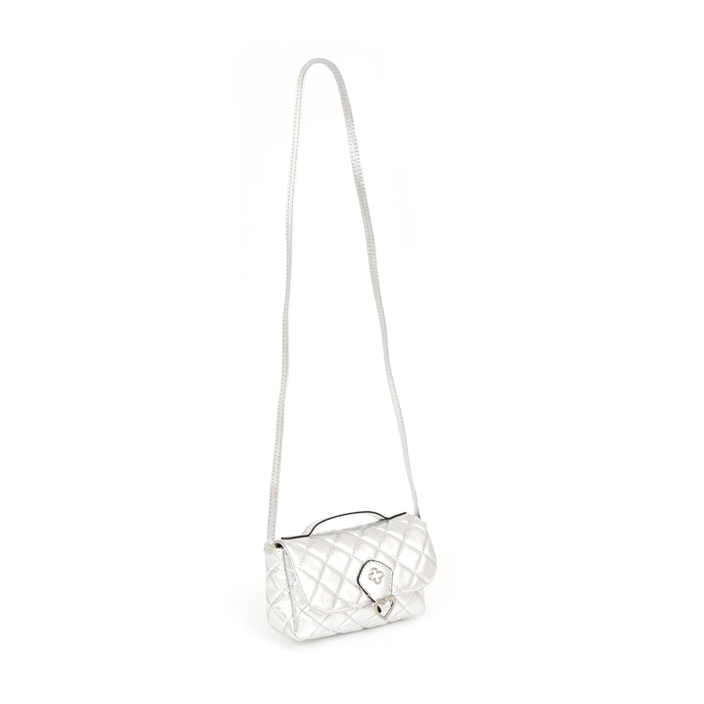 BOLSA INFANTIL TIRACOLO PRATEADA MATELASSÊ image number 4