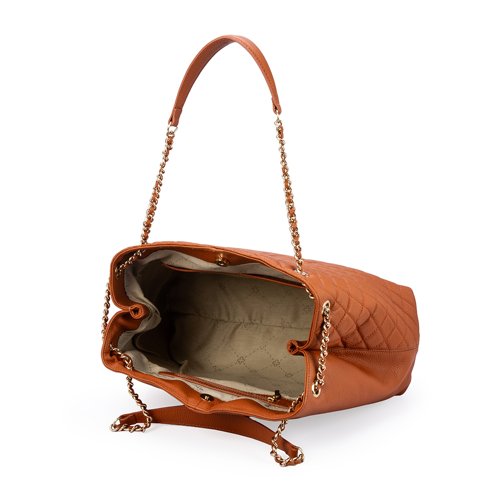 BOLSA GRANDE CARAMELO DE COURO MATELASS&Ecirc; HOBO CARINA image number 4