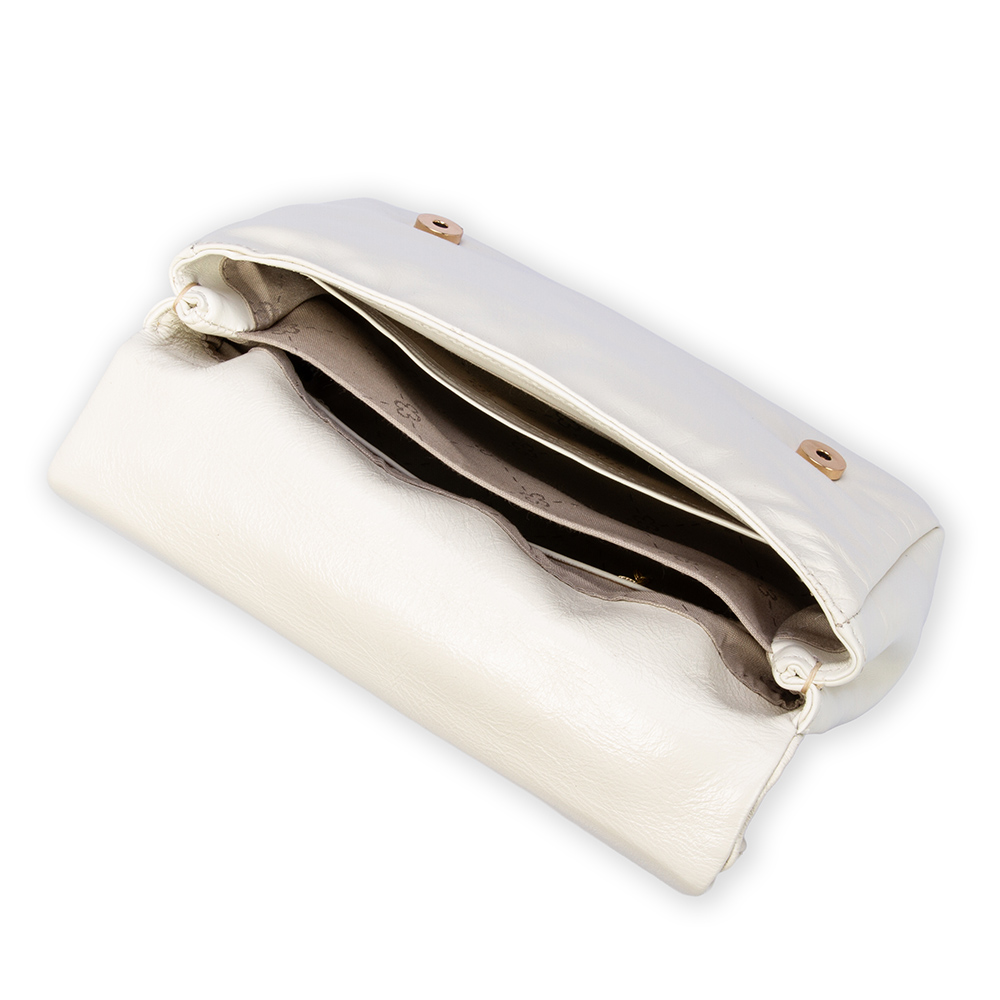 BOLSA BRANCA DUNA COURO COM AL&Ccedil;A CORRENTE SHOULDER BAG image number 4