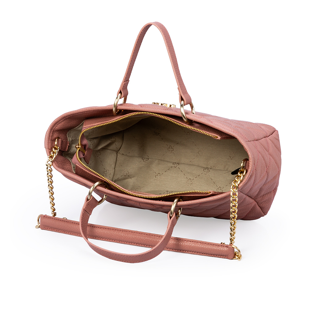 BOLSA TOTE ROSA MALVA DE COURO MATELASS&Ecirc; image number 4