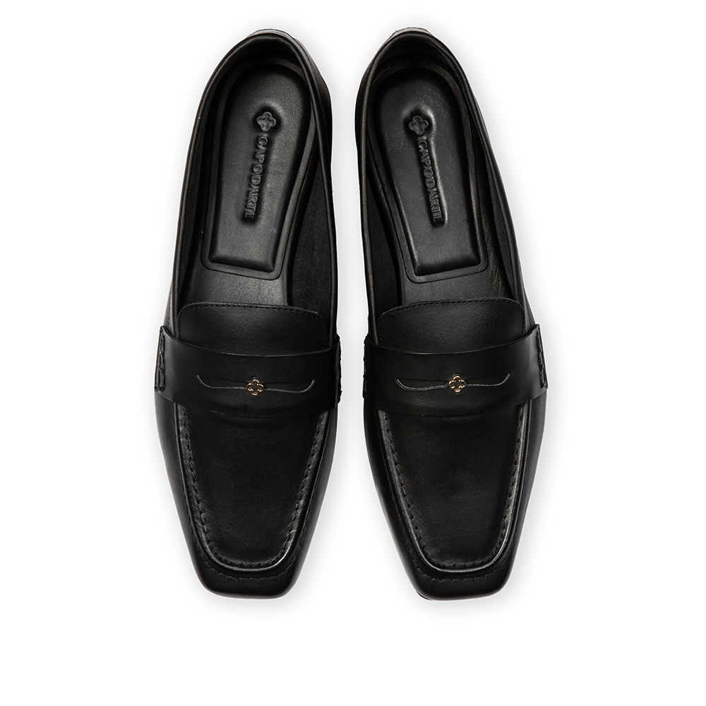 LOAFER MOCASSIM PRETO DE COURO BICO QUADRADO image number 4
