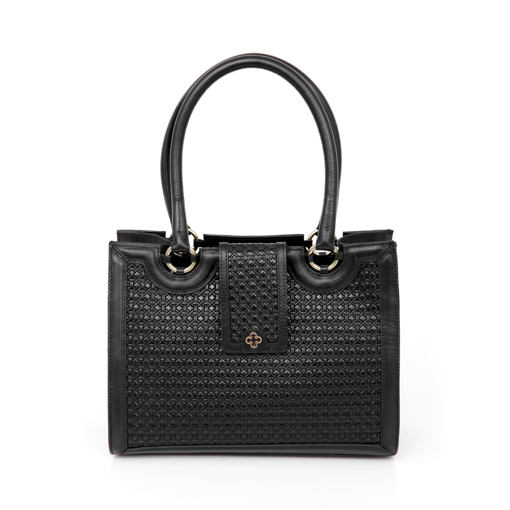 BOLSA SHOPPER PRETA COURO CROCHET image number 0