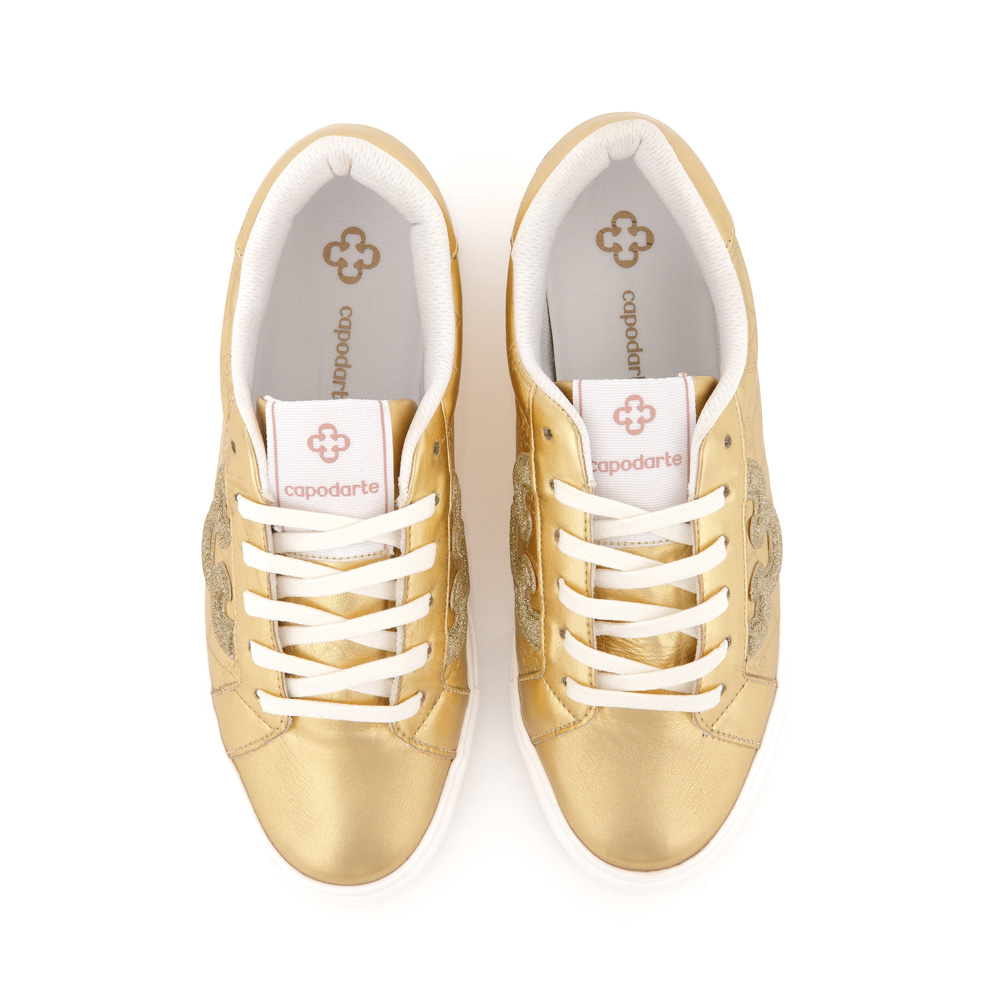 TÊNIS FEMININO DOURADO AMARRAÇÃO GLITTER image number 4