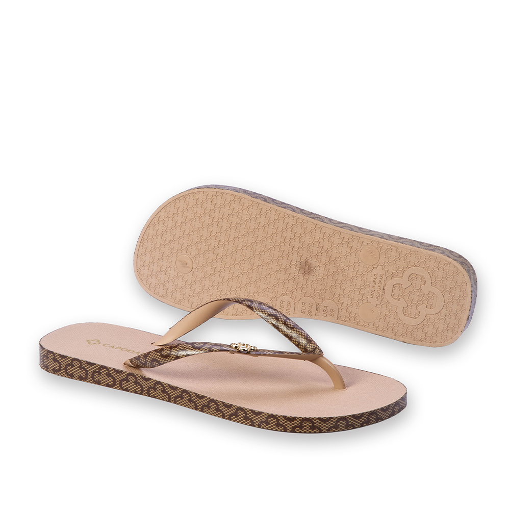 CHINELO DE DEDO NUDE SEDA COM TIRAS MONOGRAMA image number 3