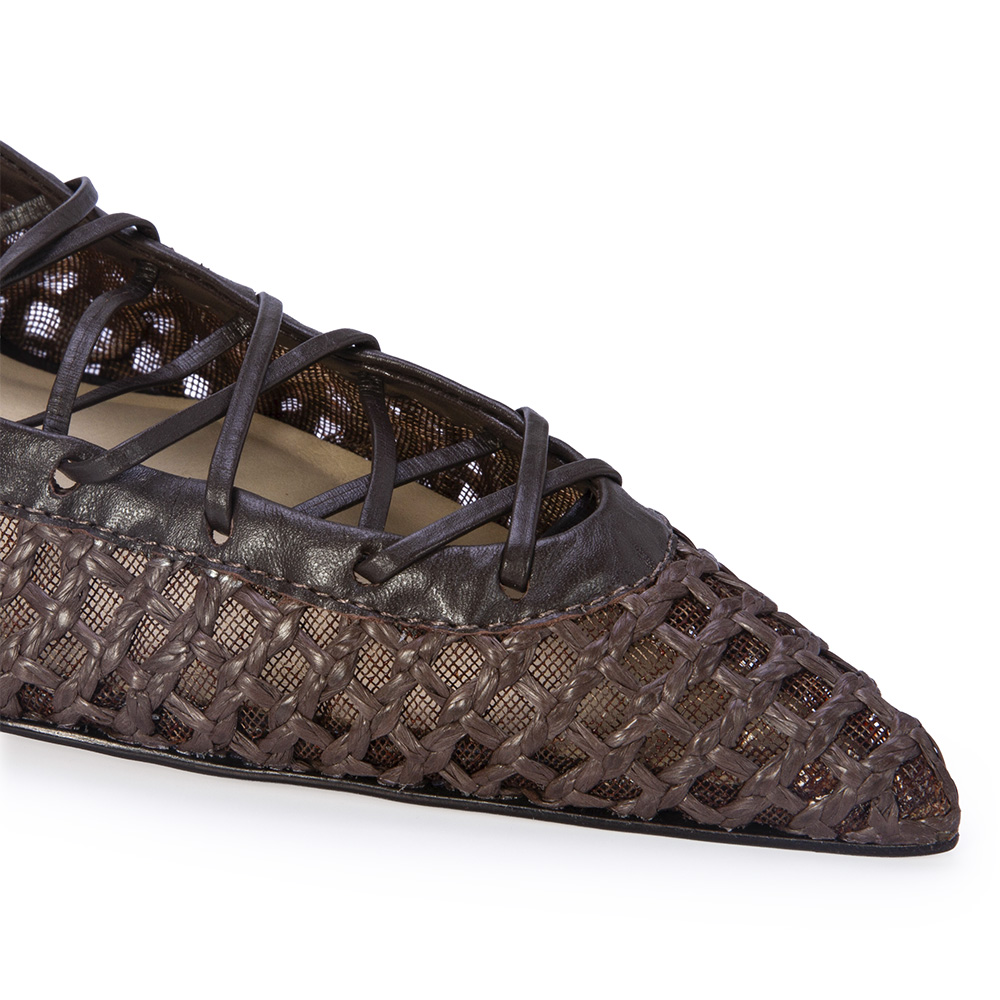 SCARPIN SLINGBACK MARROM TOBACCO DE COURO TRAMADO image number 4