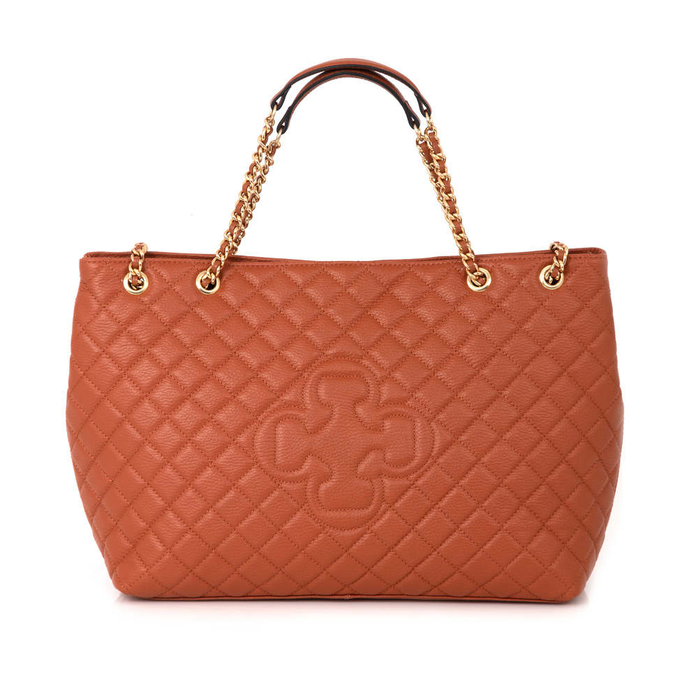 BOLSA GRANDE CARAMELO CAMEL DE COURO MATELASS&Ecirc; CARINA image number 0