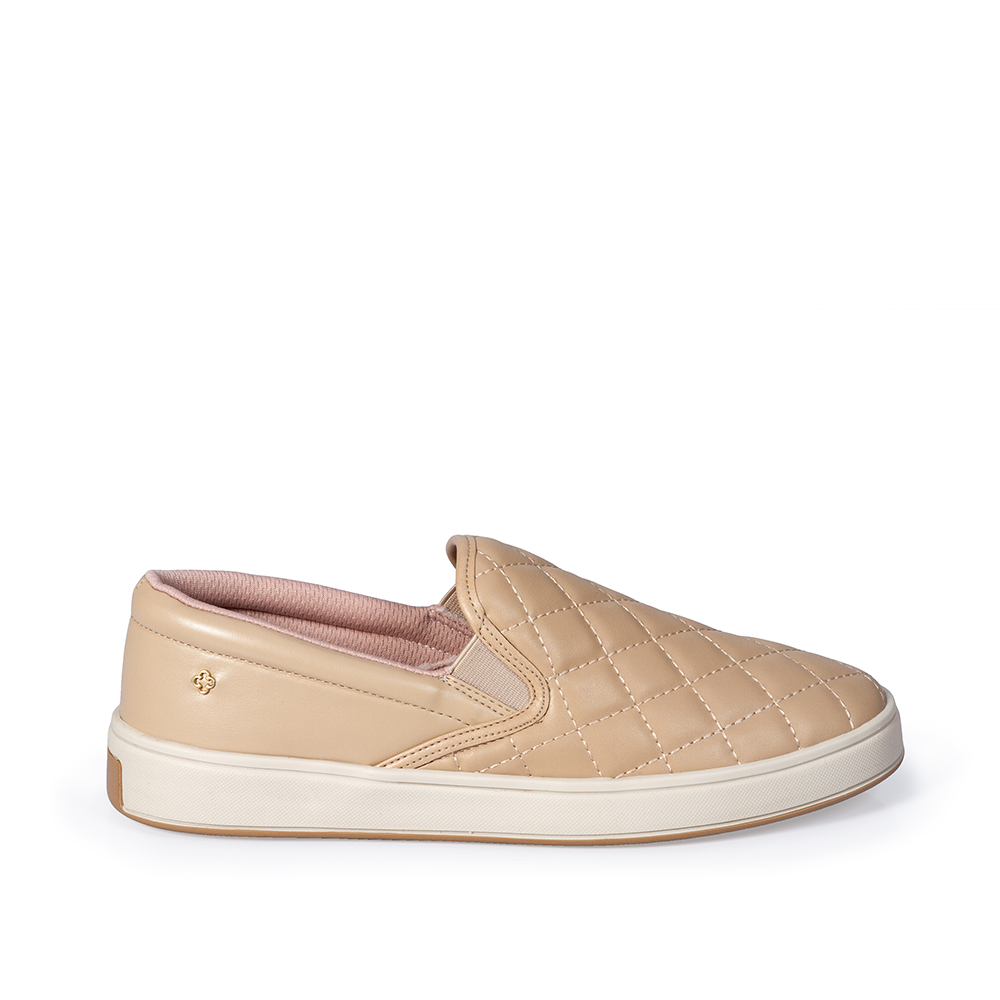 TÊNIS FEMININO SLIP ON NUDE SEDA MATELASSÊ image number 0