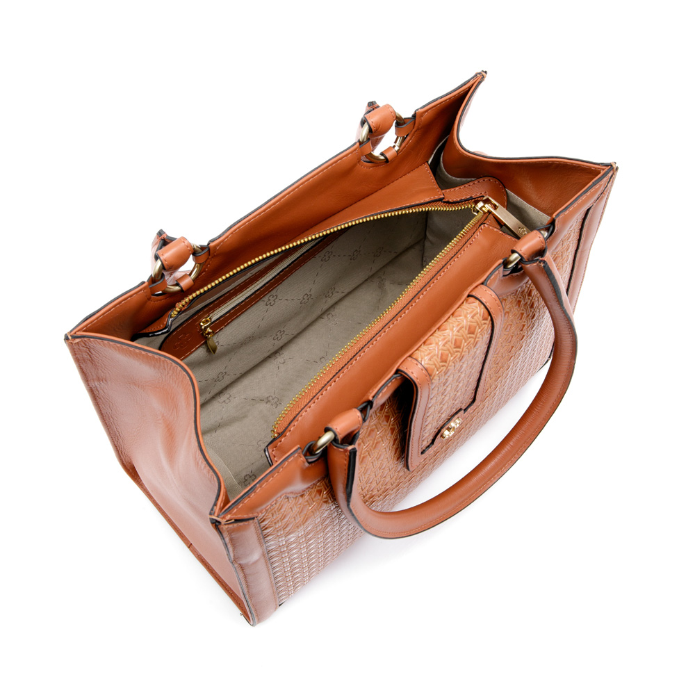 BOLSA SHOPPER COURO CARAMELO CROCHET image number 4