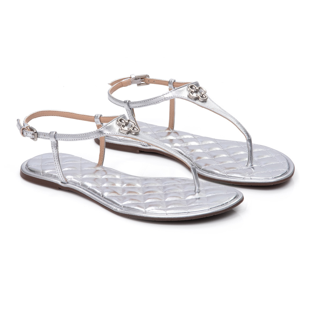 SANDÁLIA RASTEIRA PRATEADA METALIZADA MATELASSÊ image number 1