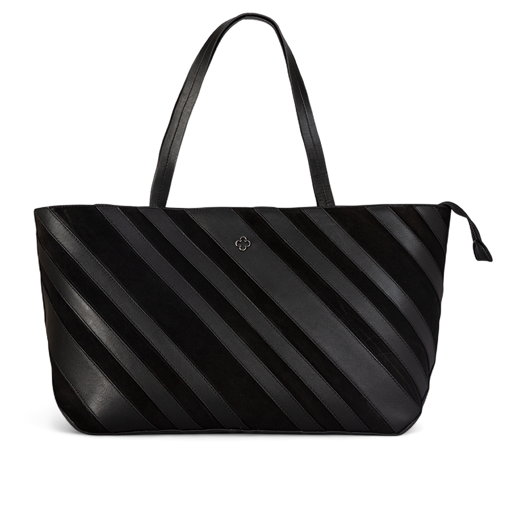 BOLSA GRANDE PRETA DE COURO SUEDE SHOPPER image number 1