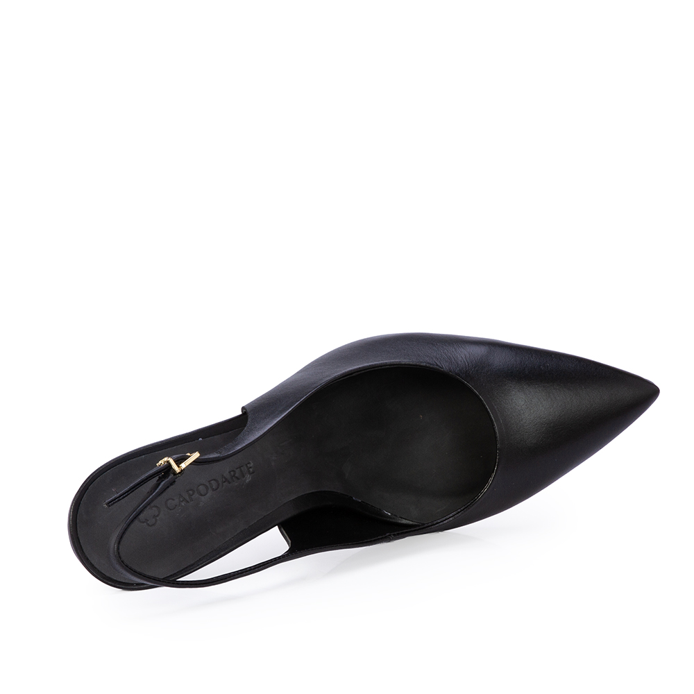SCARPIN SLINGBACK PRETO DE COURO image number 4