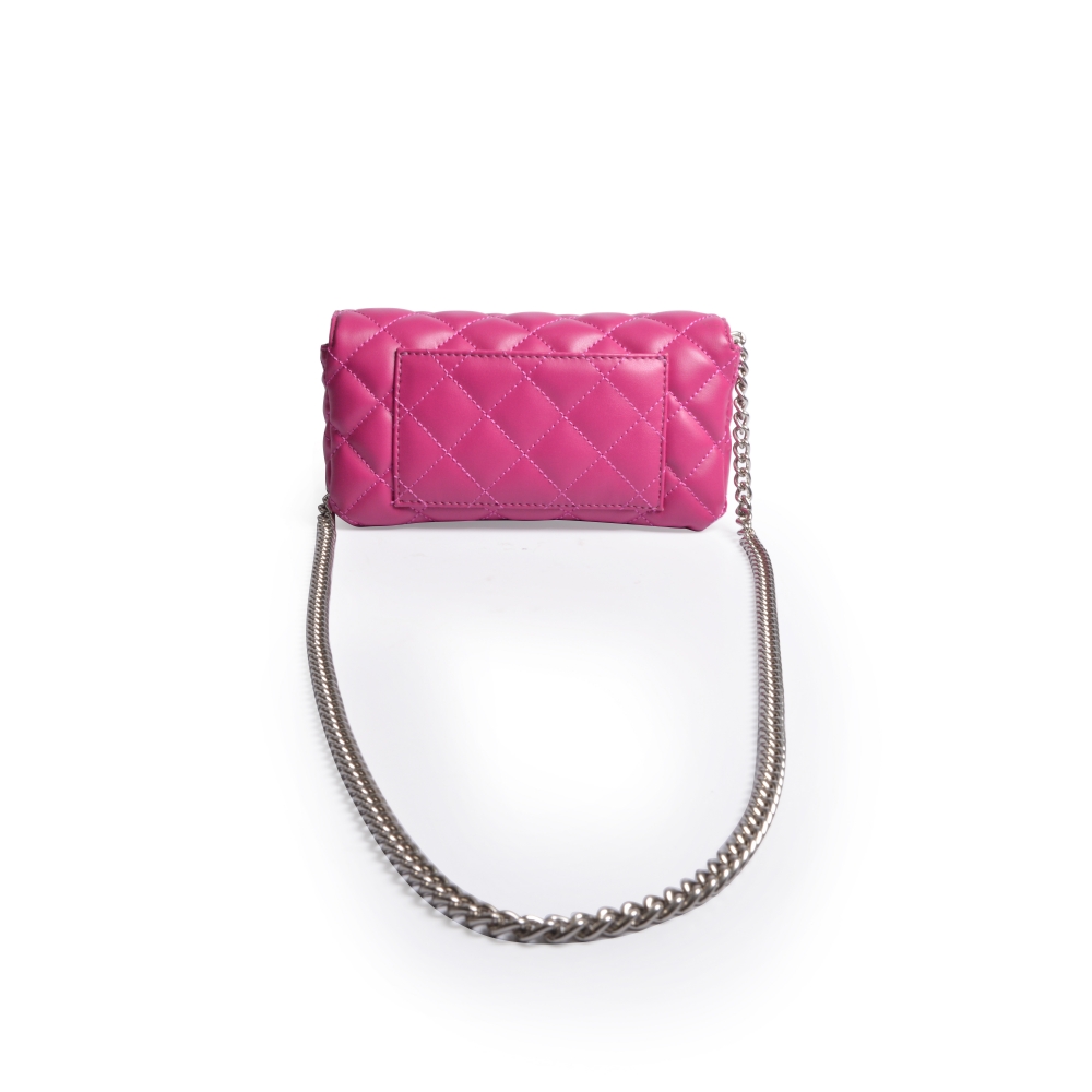 BOLSA PEQUENA ROSA MATELASSÊ ALÇA CORRENTE image number 4