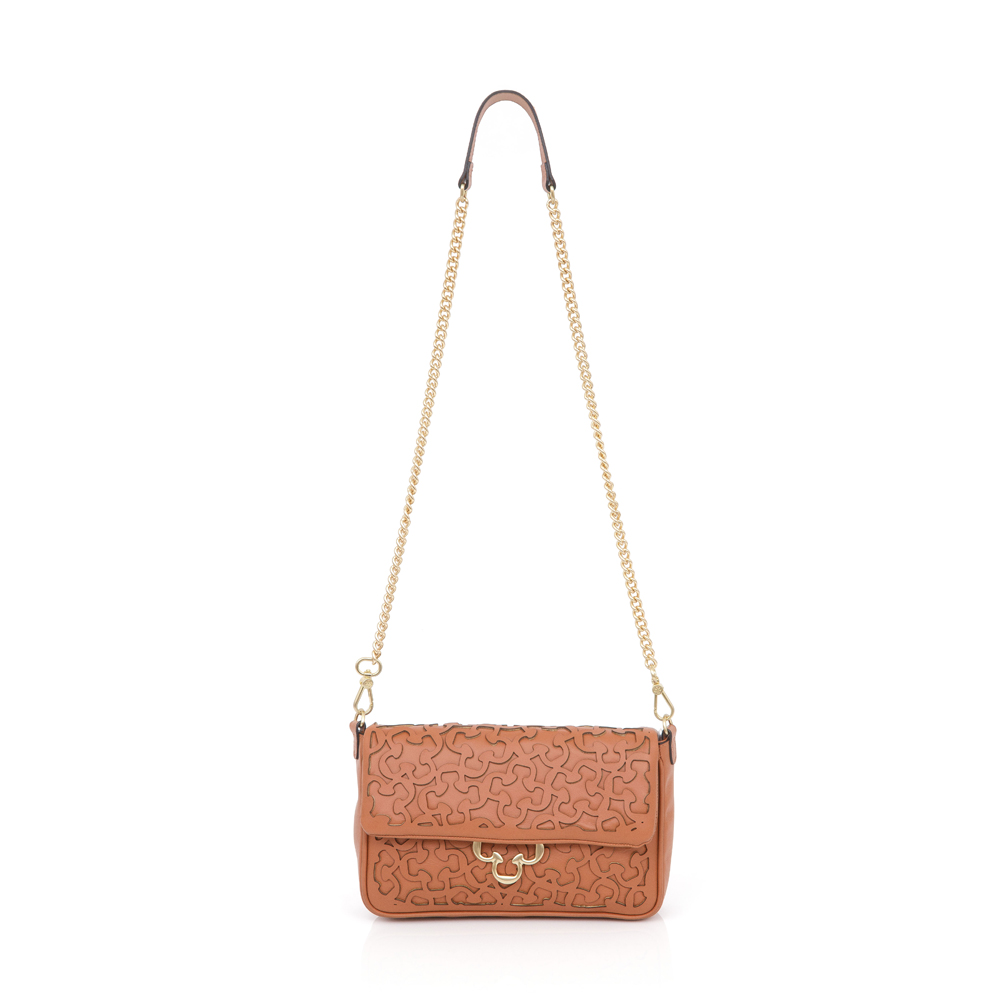 BOLSA COURO CARAMELO SHOULDER AL&Ccedil;A CORRENTE image number 3