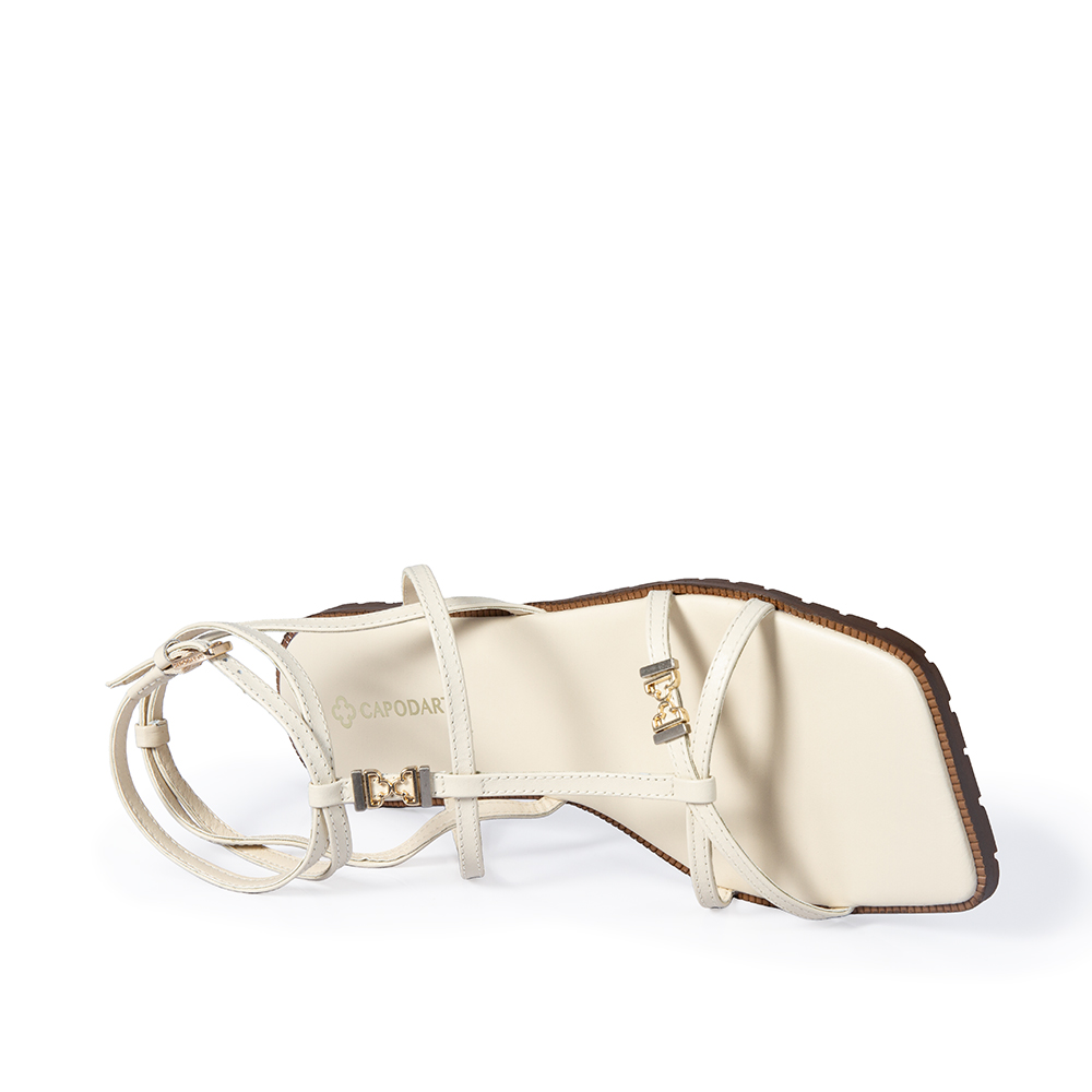 SAND&Aacute;LIA RASTEIRA BEGE VANILLA DE COURO image number 4