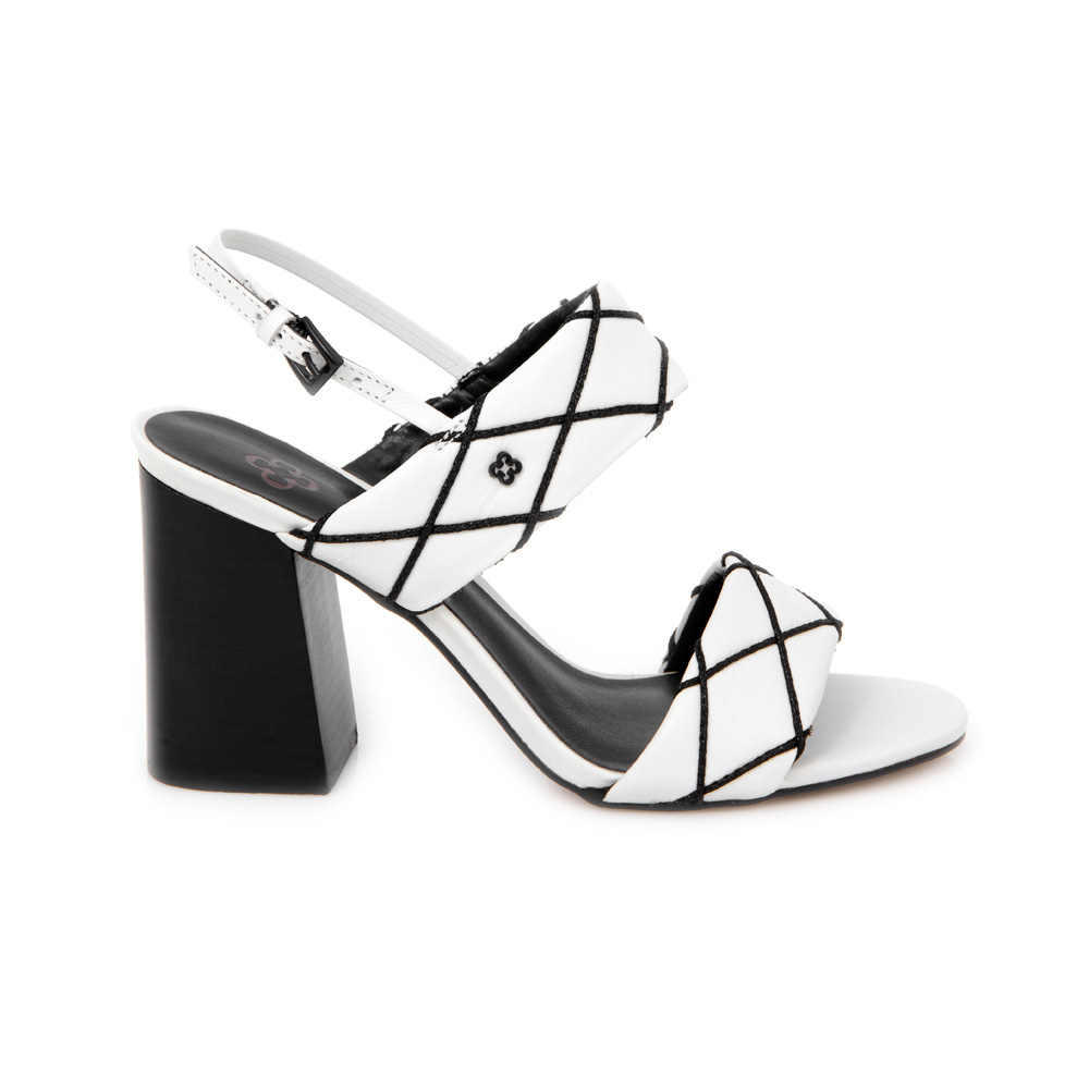 SANDÁLIA BRANCA E PRETA SALTO ALTO image number 0