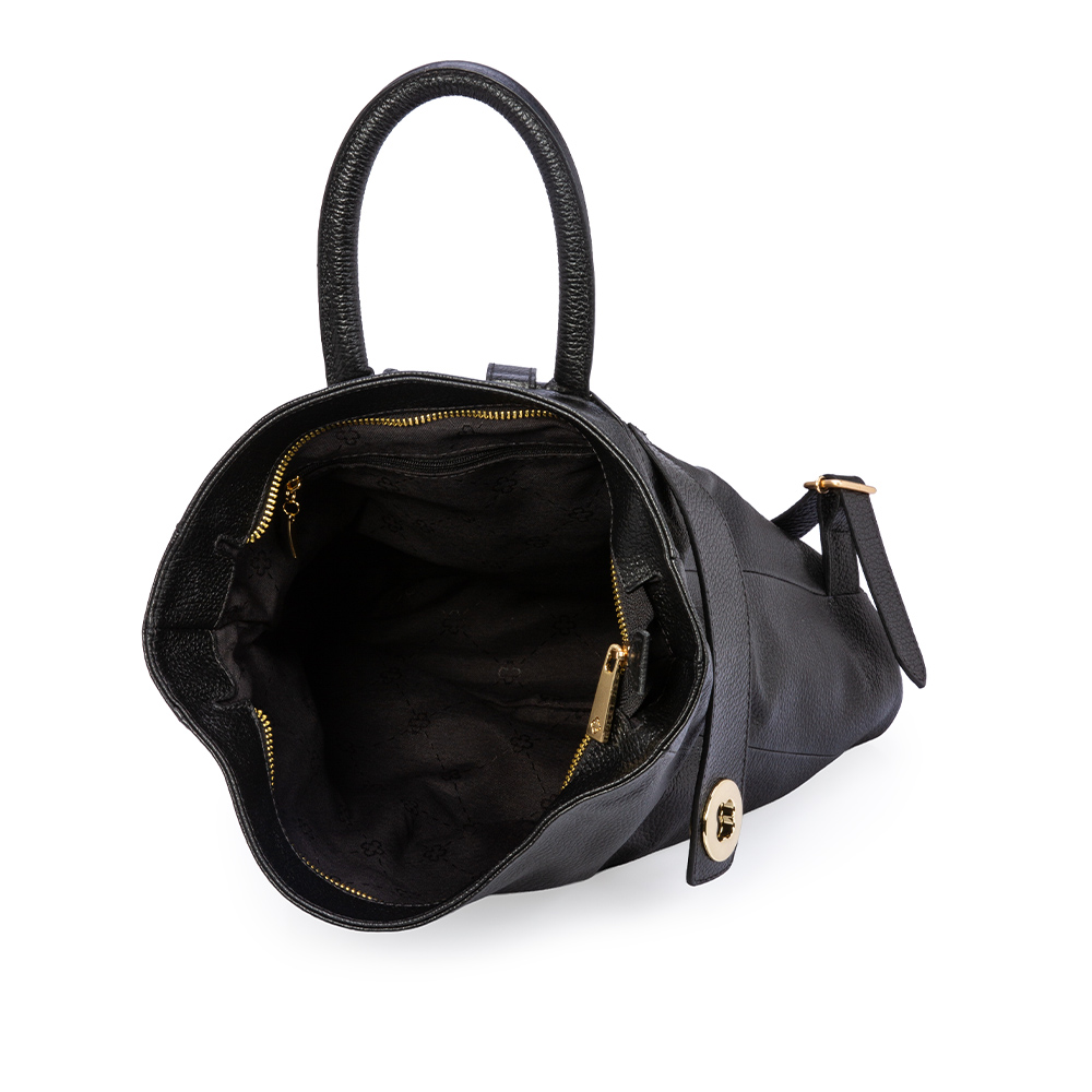 MOCHILA FEMININA BUCKET PRETA DE COURO image number 4