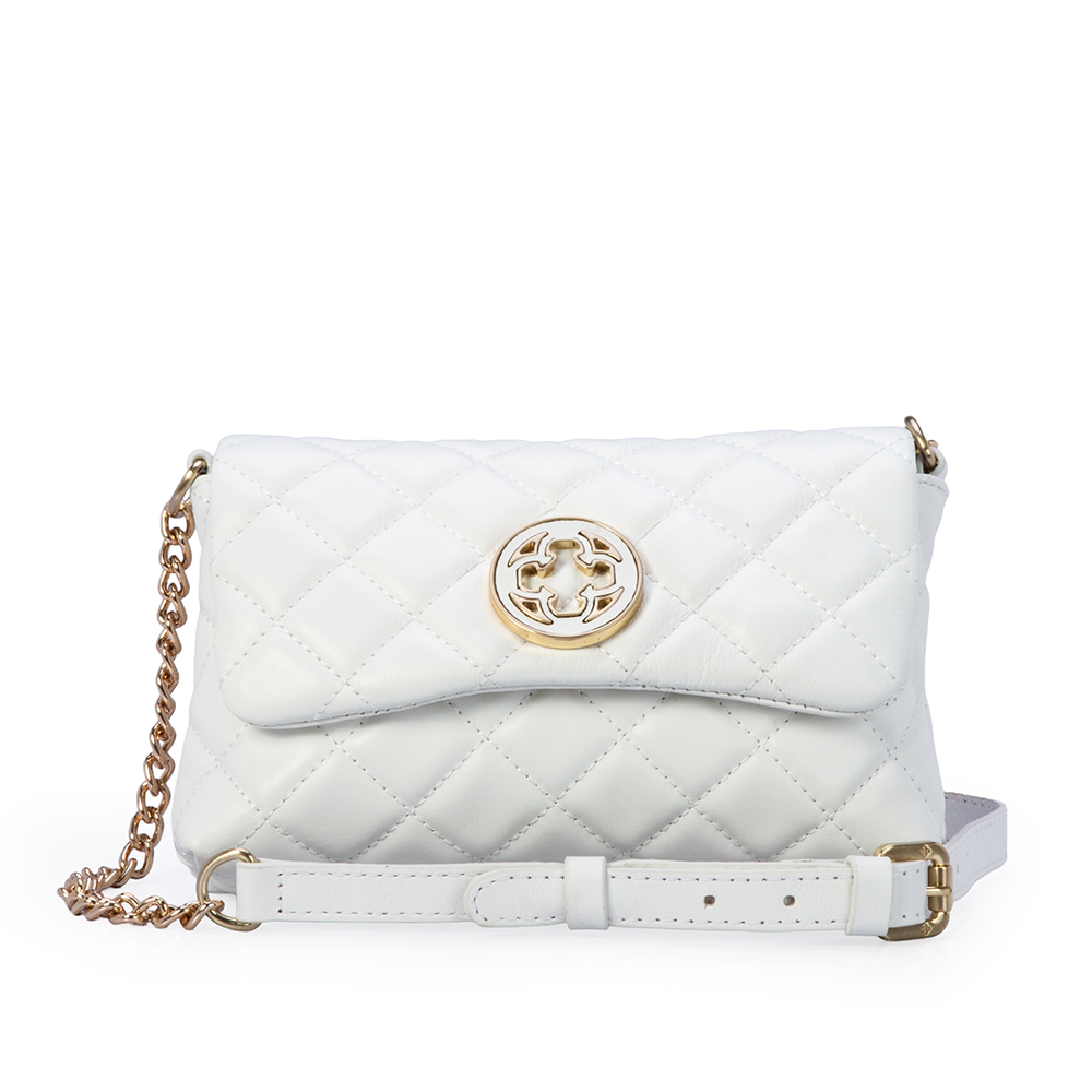 BOLSA PEQUENA BRANCA DE COURO MATELASS&Ecirc; SHOULDER BAG image number 0