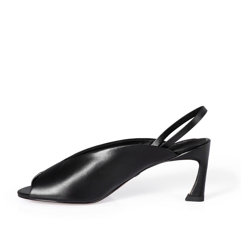 SANDÁLIA PEEP TOE PRETA DE COURO image number 1