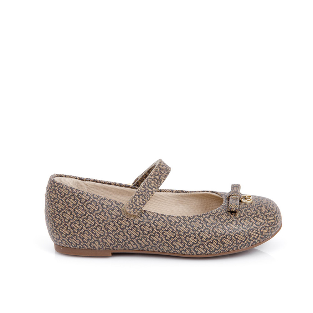 SAPATILHA BEB&Ecirc; BEGE MONOGRAMA COM VELCRO image number 0