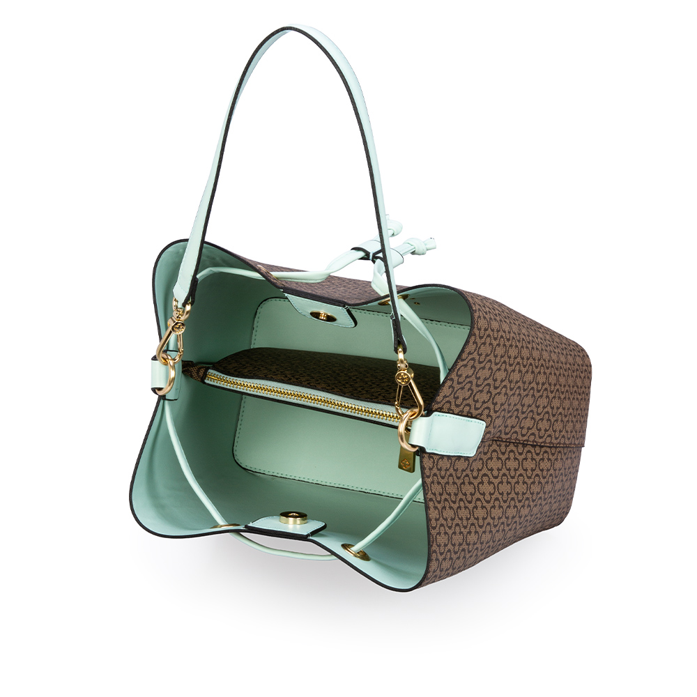 BOLSA M&Eacute;DIA VERDE MATCHA MONOGRAMA AL&Ccedil;A GORGUR&Atilde;O BUCKET image number 4