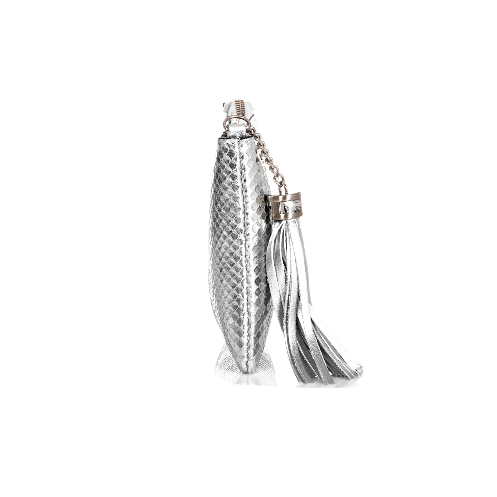 BOLSA TRANSVERSAL COURO PRATA PITONE VIRA CLUTCH image number 2