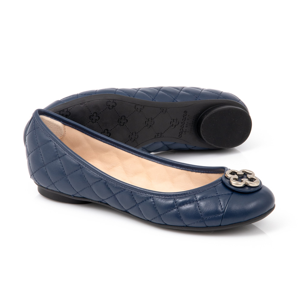 SAPATILHA CATHERINE MARINHO AZZURRO DE COURO MATELASSÊ image number 3