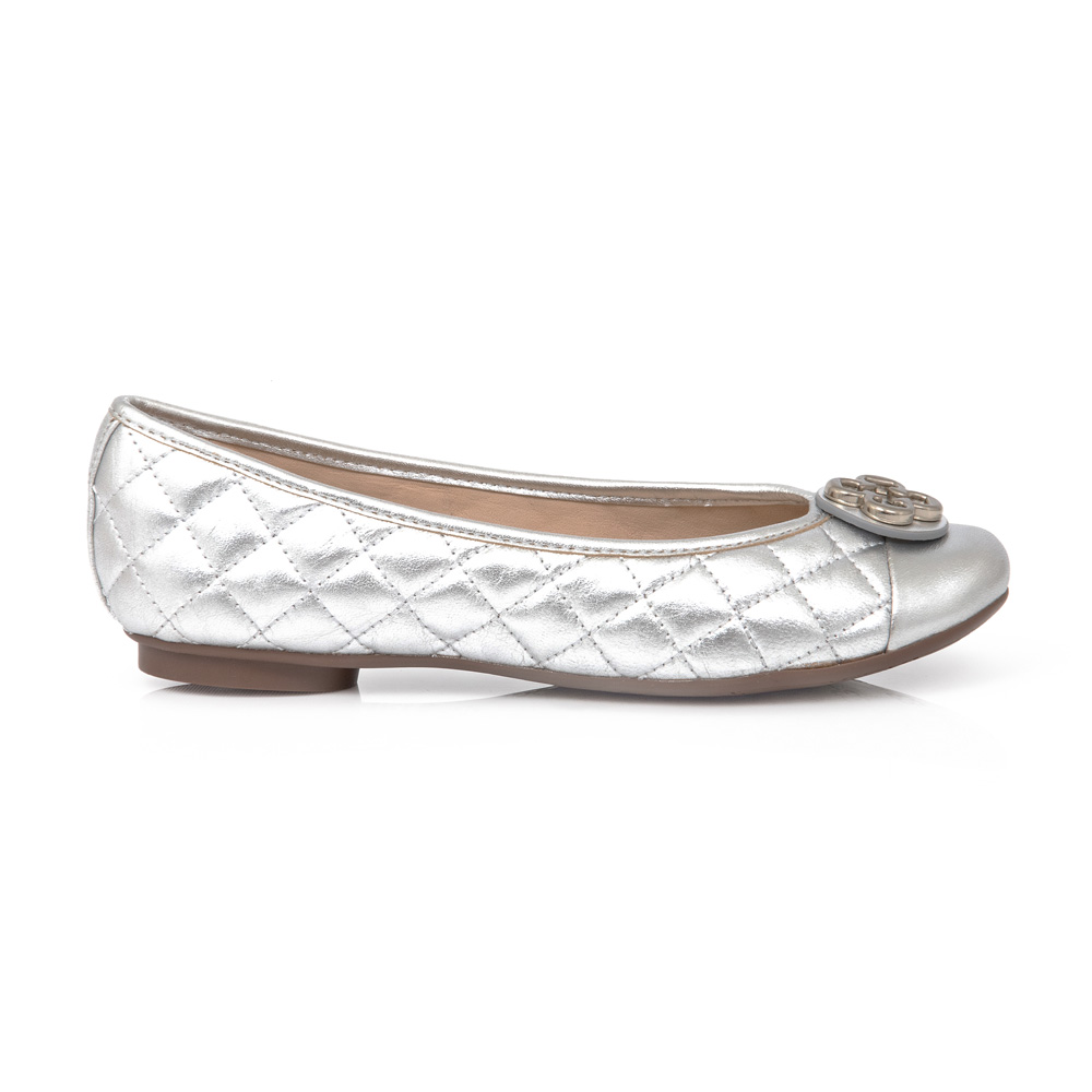 SAPATILHA CATHERINE VINTAGE DE COURO PRATA MATELASS&Ecirc; image number 0