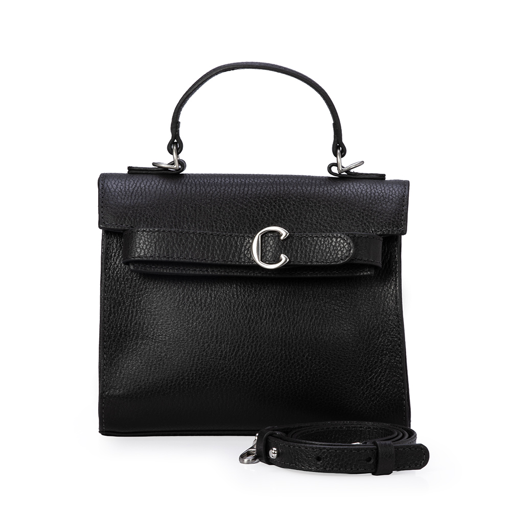 BOLSA PEQUENA PRETA DE COURO TOTE image number 0