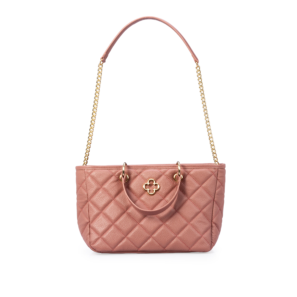 BOLSA TOTE ROSA MALVA DE COURO MATELASS&Ecirc; image number 1