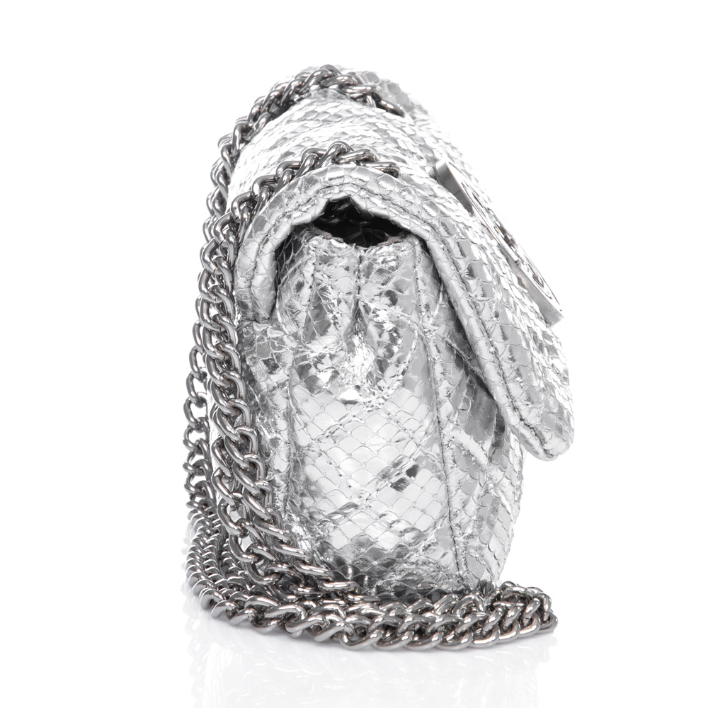 BOLSA PRATA PITONE PEQUENA COURO OLIVIA image number 3