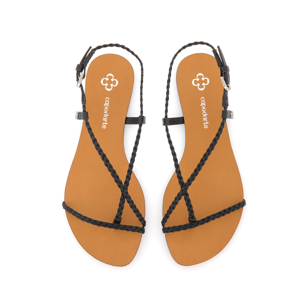 SAND&Aacute;LIA RASTEIRA PRETA COURO TRAN&Ccedil;ADA image number 4