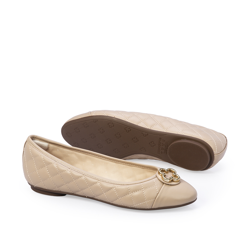 SAPATILHA CATHERINE MODERNIT&Aacute; NUDE SEDA DE COURO MATELASS&Ecirc; image number 3