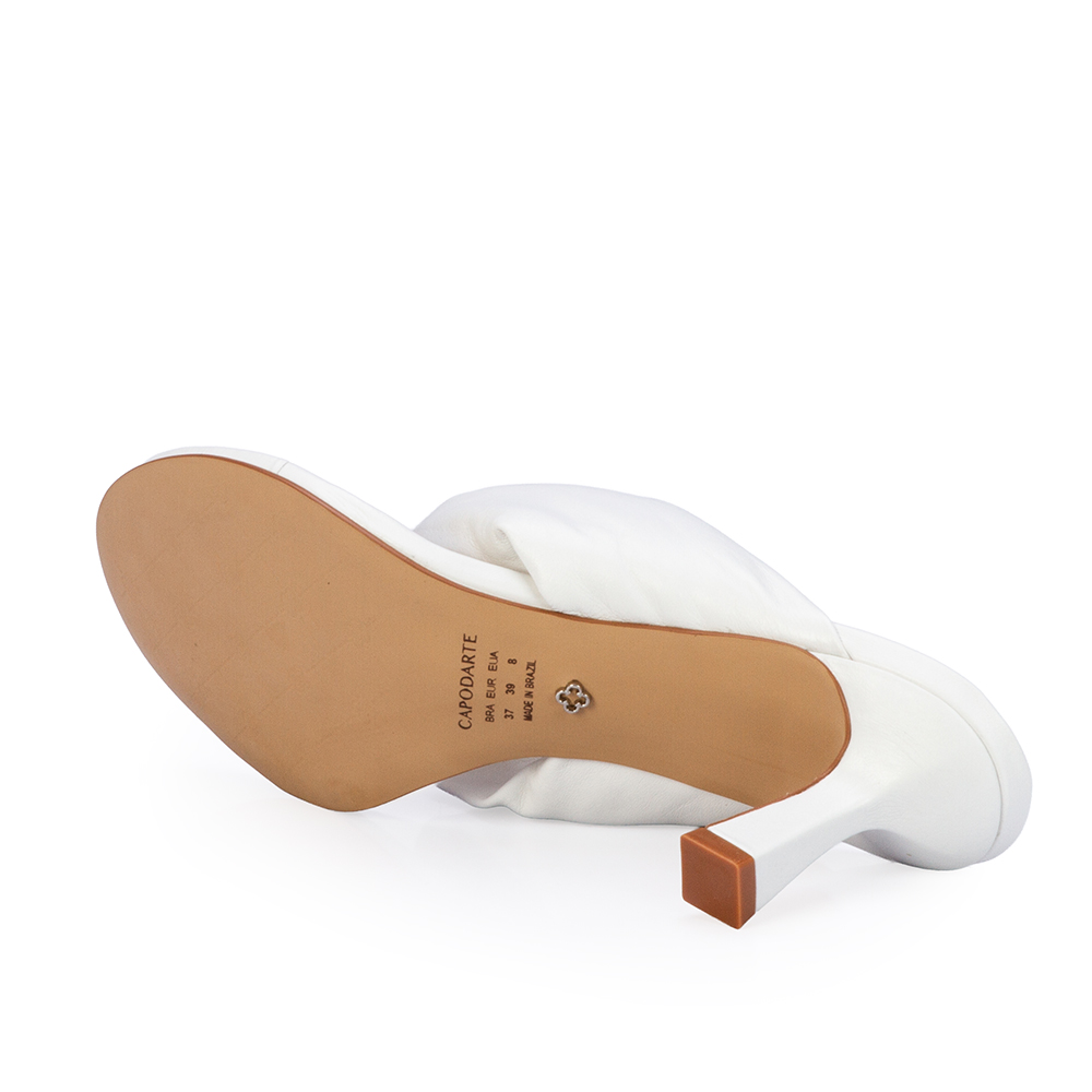 MULE SALTO M&Eacute;DIO BRANCA COURO PUFFER image number 3