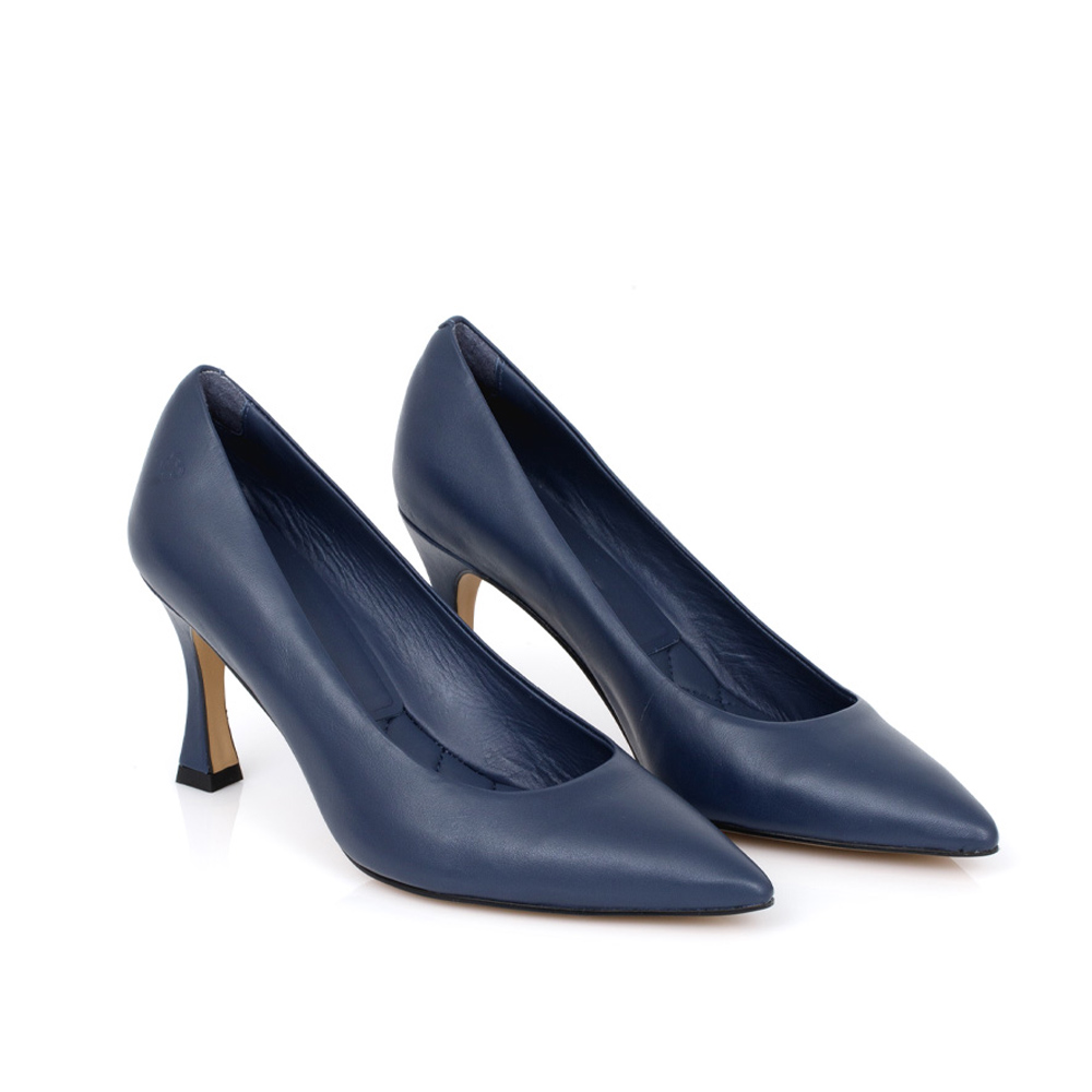 SCARPIN BICO FINO DE COURO MARINHO AZZURRO image number 1