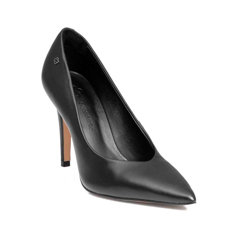 SCARPIN PRETO SALTO ALTO FINO DE COURO image number 1