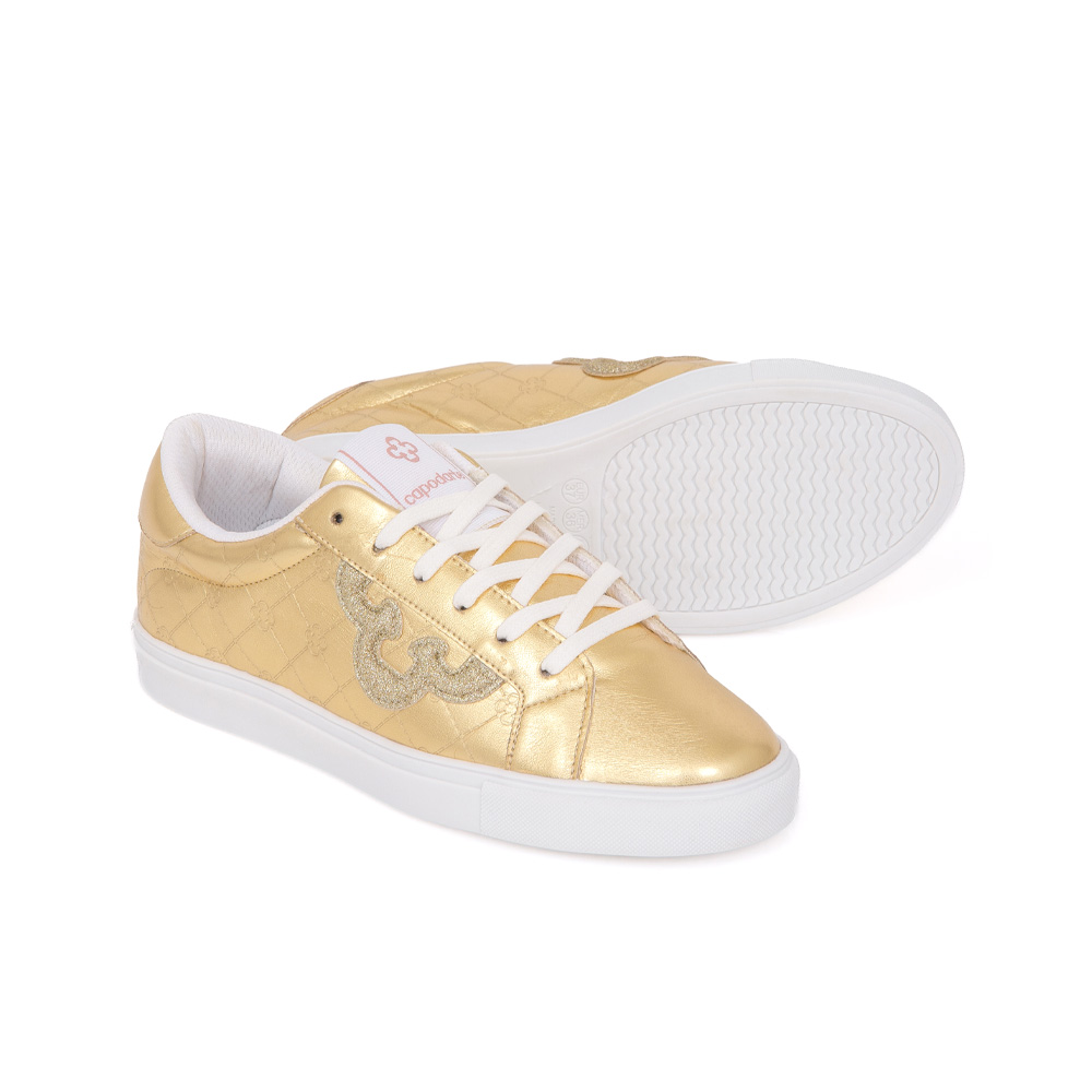 TÊNIS FEMININO DOURADO AMARRAÇÃO GLITTER image number 3