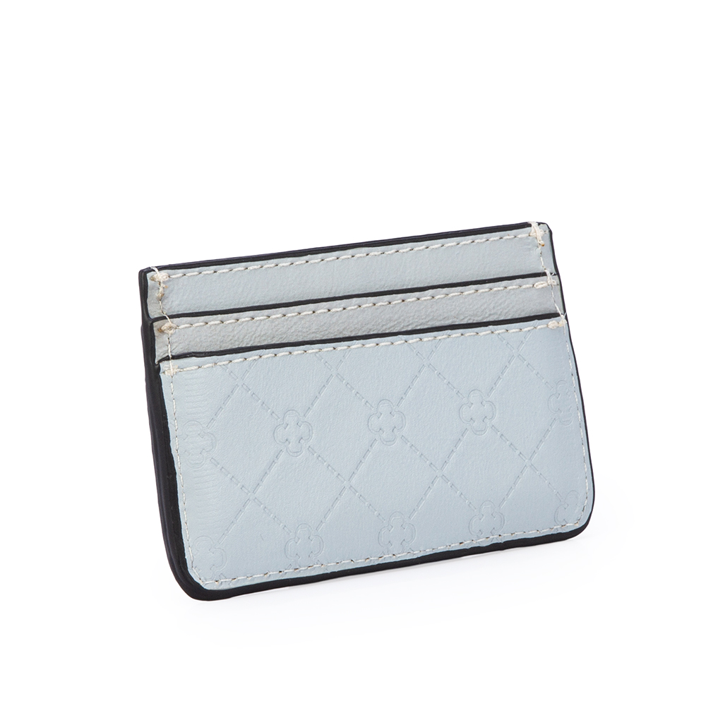 PORTA CART&Atilde;O DE COURO AZUL TURMALINA MONOGRAMA image number 1