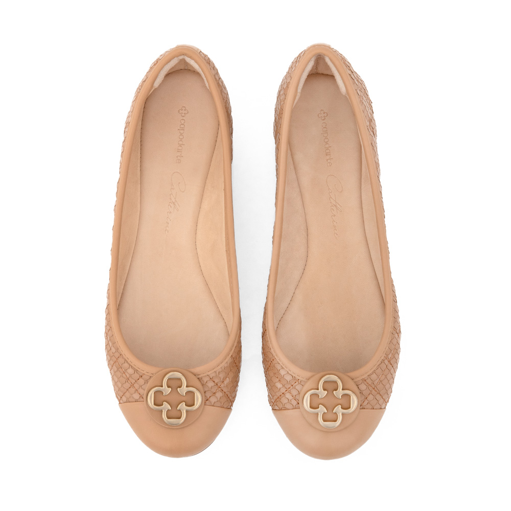 SAPATILHA CATHERINE BEGE NATURALE DE COURO MATELASS&Ecirc; image number 4